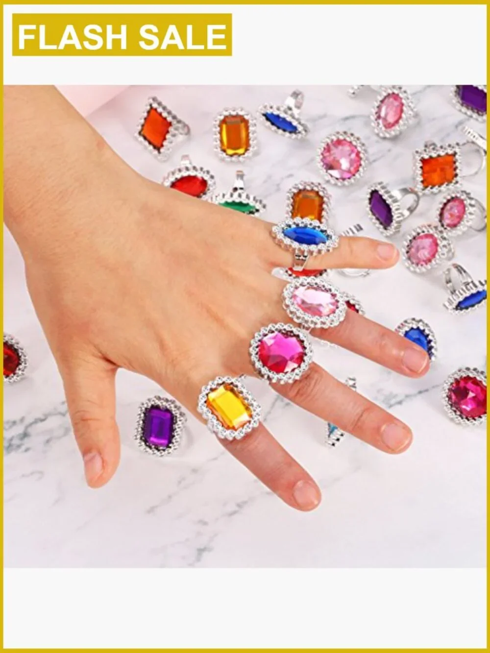72 Pcs Adjustable Plastic Rings for Kids Dress Up